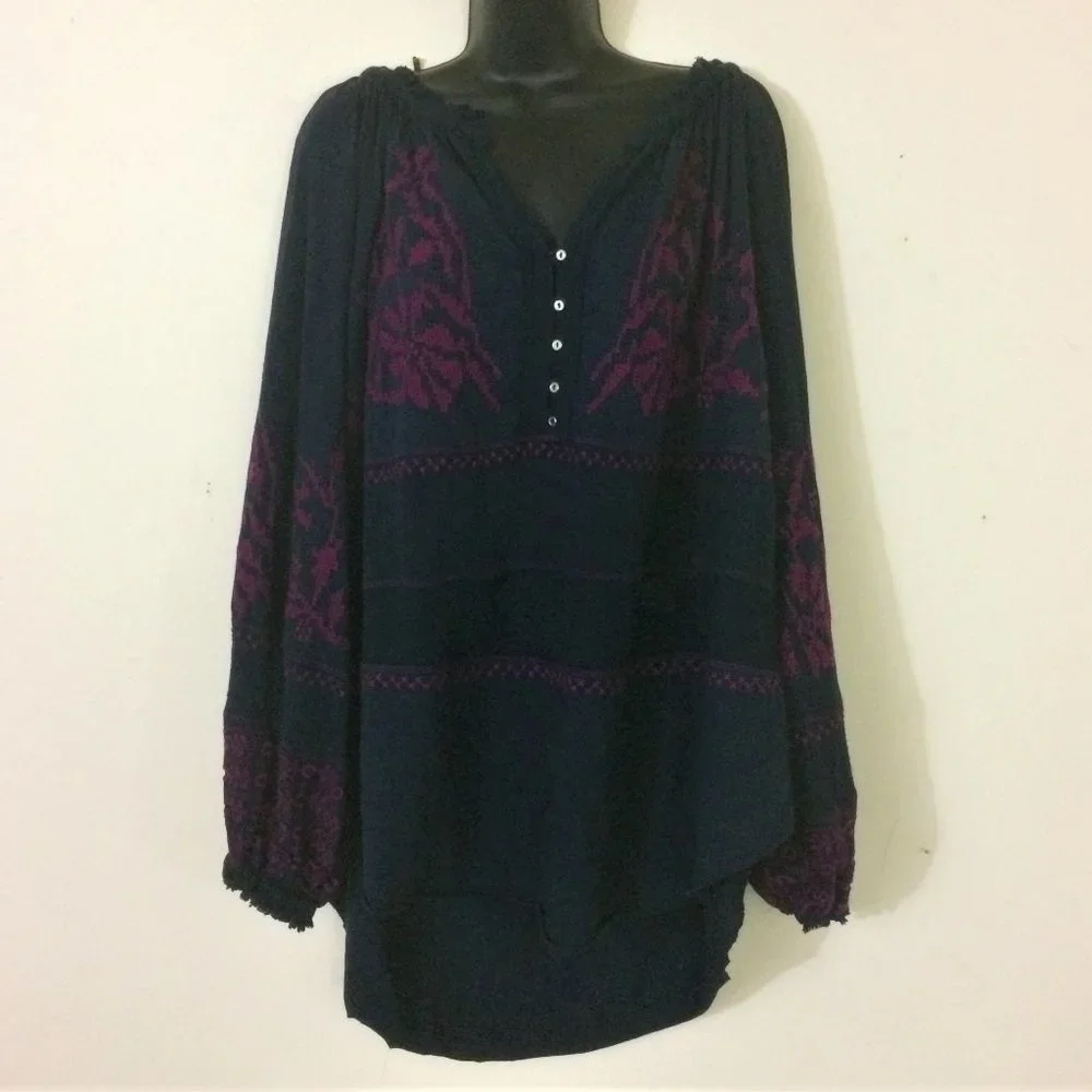 Free People Persuasion Long Sleeve Tunic Top M